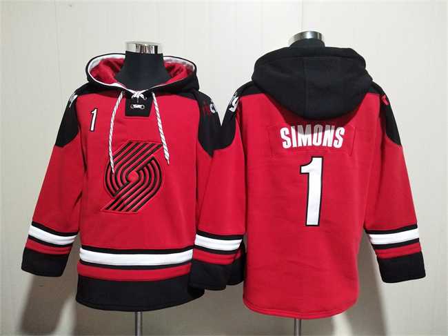 Men's Portland Trail Blazers #1 Anfernee Simons Red Lace-Up Pullover Hoodie,We sell and wholesale Men's Portland Trail Blazers #1 Anfernee Simons Red Lace-Up Pullover Hoodie on line form chian!